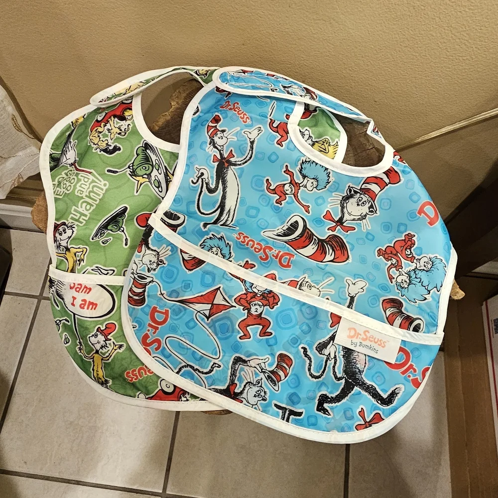 Bumpkins-Dr. Seuss Baby Bib Set - Green and Blue